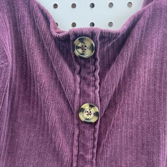 No Boundaries Dress Womens/Junior‎ Burgundy Corduroy Sleeveless Button Up Large - Picture 2 of 5